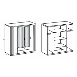 Avis Inside 75 Armoire avec corniche BELOU 5 portes 2 miroirs 2 tiroirs décor chêne artisan rechampis aspect clayettes