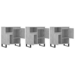 Avis vidaXL Buffets 3 pcs gris béton bois d'ingénierie