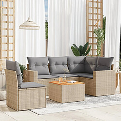 vidaXL Salon de jardin avec coussins 6pcs mélange beige résine tressée 