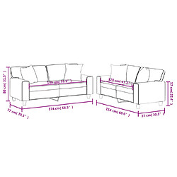 vidaXL Ensemble de canapés 2 pcs avec coussins noir similicuir pas cher