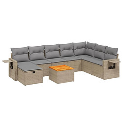 vidaXL Salon de jardin avec coussins 9pcs mélange beige résine tressée