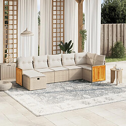 vidaXL Salon de jardin avec coussins 7 pcs beige résine tressée 