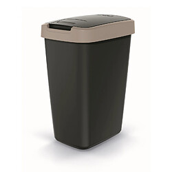 Corbeille à déchets KEDEN COMPACTA Q 12 litres poubelle NSAB12-WG5C - noir avec cadre brun clair