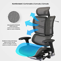 Acheter Decoshop26 Fauteuil de bureau ergonomique soutien lombaire appui-tête réglable aluminium plastique en maille gris 10_0002559