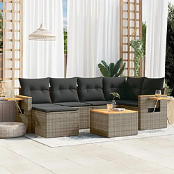 vidaXL Salon de jardin avec coussins 7 pcs gris résine tressée 