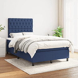 Avis Maison Chic Lit adulte- Lit + matelas,Sommier à lattes de lit avec matelas bleu 120x190 cm tissu -GKD17257