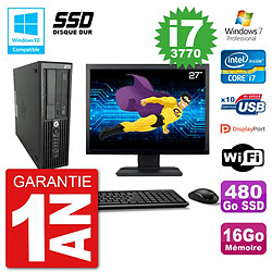 PC HP Z220 SFF Ecran 27" Core i7-3770 RAM 16Go SSD 480Go Graveur DVD Wifi W7 · Occasion 