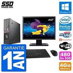 PC Fujitsu E720 E85+ DT Ecran 22" Intel G3220 RAM 4Go SSD 480Go Windows 10 Wifi · Occasion 