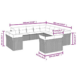 Acheter vidaXL Salon de jardin avec coussins 13 pcs marron résine tressée