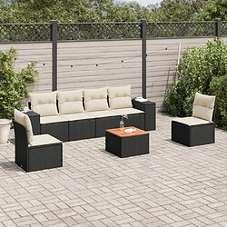 Maison Chic Ensemble Tables et chaises d'extérieur 7pcs avec coussins,Salon de jardin noir résine tressée -GKD970660