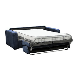 Vente-Unique Canapé 4 places convertible express en velours côtelé bleu - Couchage 160 cm - Matelas 18 cm - MONDOVI pas cher