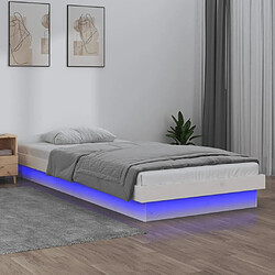 vidaXL Cadre de lit à LED sans matelas blanc 100x200 cm bois massif