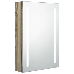 Helloshop26 Armoire de salle de bain à miroir led blanc 50 x 13 x 70cm chêne 02_0006585