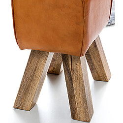 Acheter Mes Tabouret 40x30x47 cm en cuir de chèvre et pieds en manguier