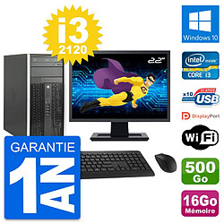 PC Tour HP Pro 6300 CMT Ecran 22" i3-2120 RAM 16Go Disque 500Go Windows 10 Wifi - Occasion