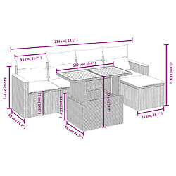 Avis vidaXL Salon de jardin avec coussins 6 pcs beige résine tressée