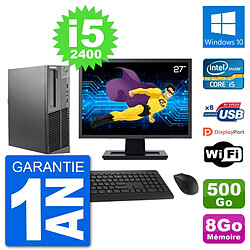 PC Lenovo M92p SFF Ecran 27" Intel i5-2400 RAM 8Go Disque 500Go Windows 10 Wifi - Occasion