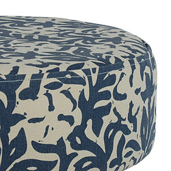 Avis WOMO-DESIGN Tabouret d'entrée en bois rond siége ottoman rembourré coussin d'assise bleu