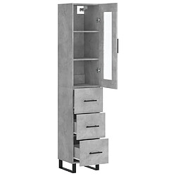 Avis vidaXL Buffet haut Gris béton 34,5x34x180 cm Bois d'ingénierie