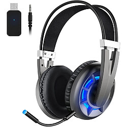 Chrono Casque de jeu sans fil Chronus AIR 2.4G pour PC PS4 TV Casque d'ordinateur Playstation avec microphone amovible antibruit Touche de sourdine Son surround 3D sur l'oreille Micro de jeu Casque jusqu'à 15H d'utilisation(noir) 