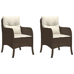 Maison Chic Lot de 2 Chaises de jardin avec coussins | chaises Relax d'extérieur marron résine tressée -GKD17683