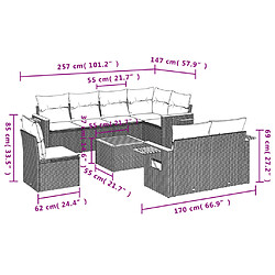 Avis vidaXL Salon de jardin avec coussins 9 pcs beige résine tressée