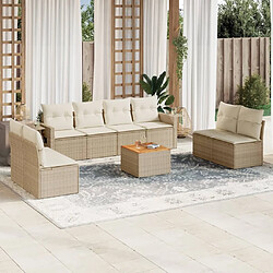 Maison Chic Salon de jardin avec coussins 9 pcs, Ensemble Tables et chaises de jardin, beige résine tressée -GKD613622