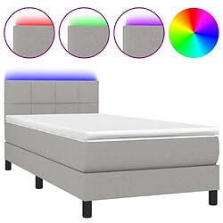 Sommier à lattes et LED,Cadre à lattes de lit avec matelas pour Adulte Gris clair 90x200cm -MN67603