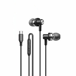 Écouteurs Anneau De Cuivre Haut-Parleur Décodage Numérique Type-C Casque Contrôlé Par Fil Pour Huawei Samsung Ipad Pro Noir En Sac 