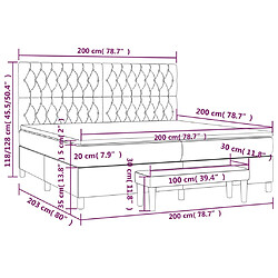 Acheter vidaXL Sommier à lattes de lit avec matelas Gris foncé 200x200cm Tissu