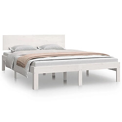 Maison Chic Lit adulte 150x200cm - Cadre de lit,Structure du lit Contemporain pour chambre Blanc Bois massif Très grand -MN60204