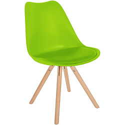 Decoshop26 Chaise de salle à manger x1 style scandinave assise en plastique vert clair et pieds ronds en bois clair 10_0001451