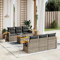 vidaXL Salon de jardin avec coussins 7 pcs gris résine tressée 