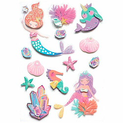 Graines Creatives 13 stickers 3D sirènes 6 cm 