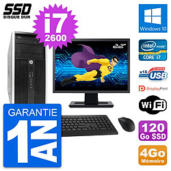 PC Tour HP 6300 CMT Ecran 22" Intel i7-2600 RAM 4Go SSD 120Go Windows 10 Wifi · Occasion 