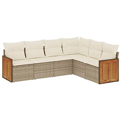 vidaXL Salon de jardin avec coussins 6 pcs beige résine tressée