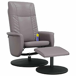 Maison Chic Fauteuil inclinable,Fauteuil luxe de relaxation de massage avec repose-pied gris similicuir -MN44292