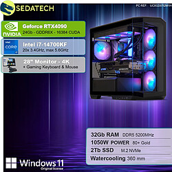 Sedatech Pack PC Gamer V360 • Intel i7-14700KF • RTX4090 • 32Go DDR5 • 2To SSD M.2 • Windows 11 • Moniteur 28"