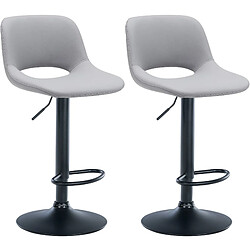 Decoshop26 Tabourets de bar chaises haute x2 avec repose-pieds en PVC gris piètement métallique noir 10_0004065 