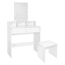 ML DESIGN MODERN LIVING Coiffeuse avec éclairage LED 80x40x140 cm blanc en panneau de particules ML-Design