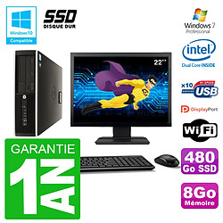 PC HP Compaq 8100 SFF Ecran 22" G6950 RAM 8Go SSD 480Go Graveur DVD Wifi W7 · Occasion 