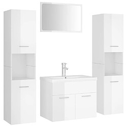 vidaXL Ensemble de meubles de salle de bain Blanc brillant Aggloméré