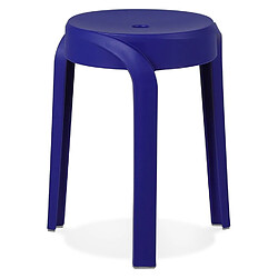 Alterego Tabouret bas empilable 'POMPA en matière plastique bleu foncé