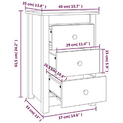 vidaXL Tables de chevet 2 pcs Noir 40x35x61,5 cm Bois de pin massif pas cher