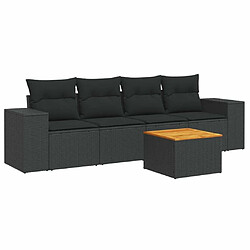 Maison Chic Salon de jardin 5 pcs avec coussins | Ensemble de Table et chaises | Mobilier d'Extérieur noir résine tressée -GKD48387