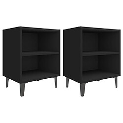 vidaXL Tables de chevet pieds en métal 2 pcs noir 40x30x50 cm