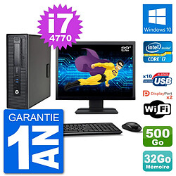 PC HP 800 G1 Ecran 22" Core i7-4770 RAM 32Go Disque 500Go Windows 10 Wifi · Occasion 