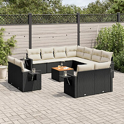 vidaXL Salon de jardin 12 pcs avec coussins noir résine tressée 