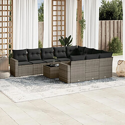 Maison Chic Salon de jardin 11 pcs avec coussins | Ensemble de Table et chaises | Mobilier d'Extérieur gris résine tressée -GKD84626