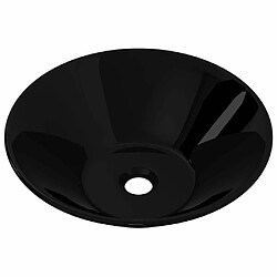 vidaXL Vasque rond céramique Noir pour salle de bain